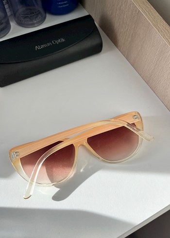 Bej Transparan Vintage Kadın Güneş Gözlüğü - Görsel 2