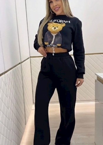 Desenli iki iplik şardonlu bluz ve pantolon ikili takım - Görsel 4