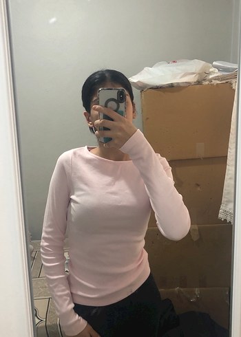 Pembe Pamuklu Uzun Kollu Kadın bluz - Görsel 4