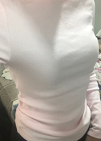 Pembe Pamuklu Uzun Kollu Kadın bluz - Görsel 5