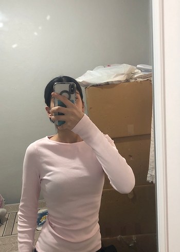 Pembe Pamuklu Uzun Kollu Kadın bluz - Görsel 2