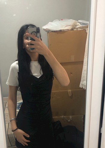 Siyah V Yakalı Mini Gotik Elbise - Görsel 4