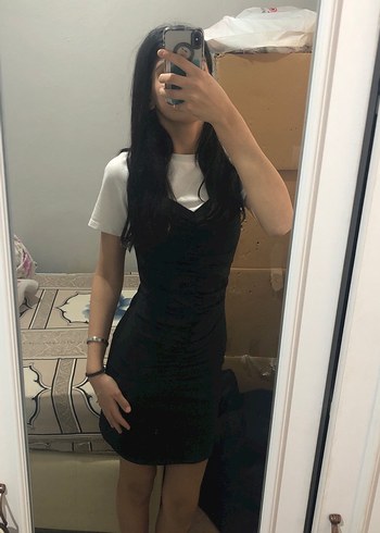 Siyah V Yakalı Mini Gotik Elbise - Görsel 5