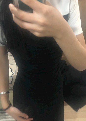 Siyah V Yakalı Mini Gotik Elbise - Görsel 2