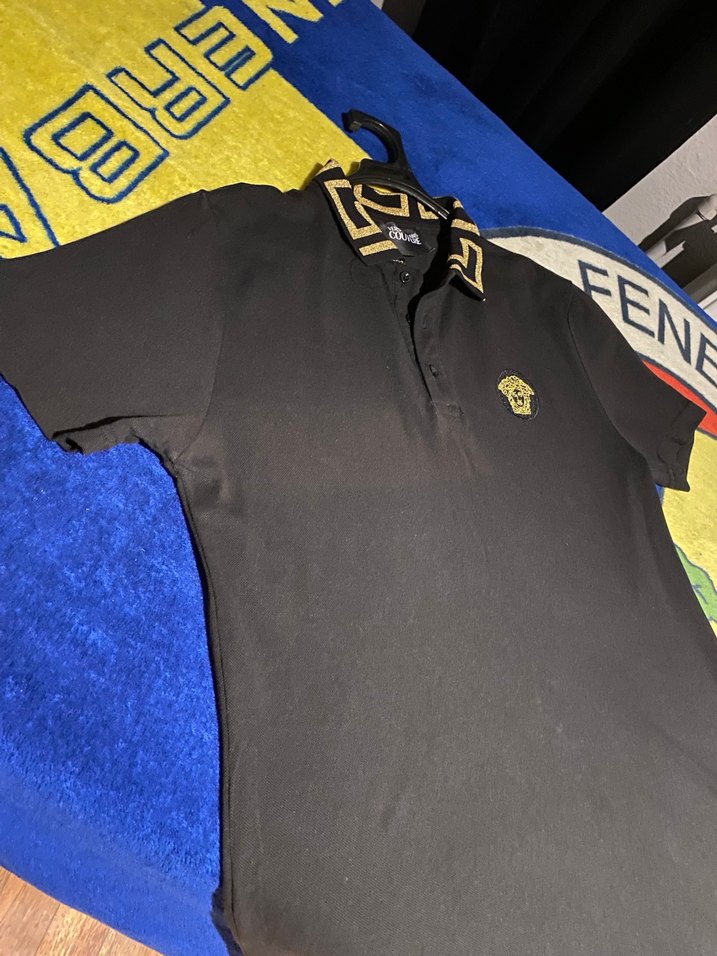 Desenli Siyah Erkek Polo Tişört - Görsel 2