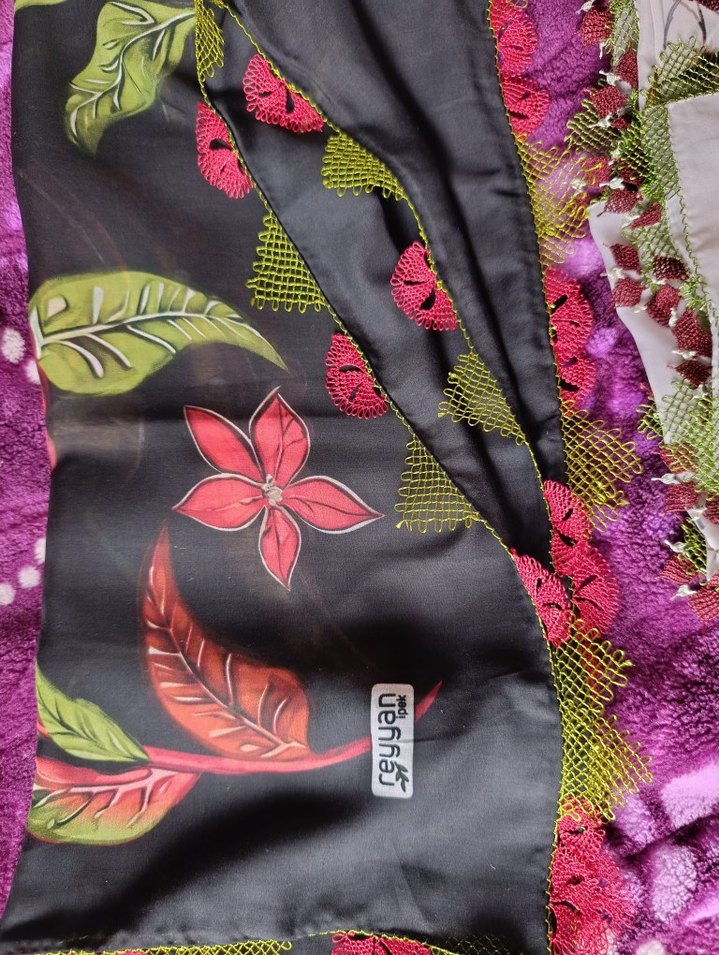 Dantel Detaylı Çok Renkli Bohem Kadın Şal - Görsel 3