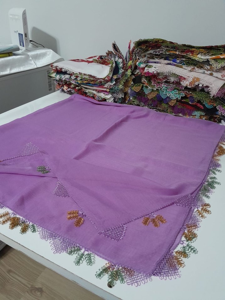 Dantel Detaylı Çok Renkli Bohem Kadın Şal - Görsel 4