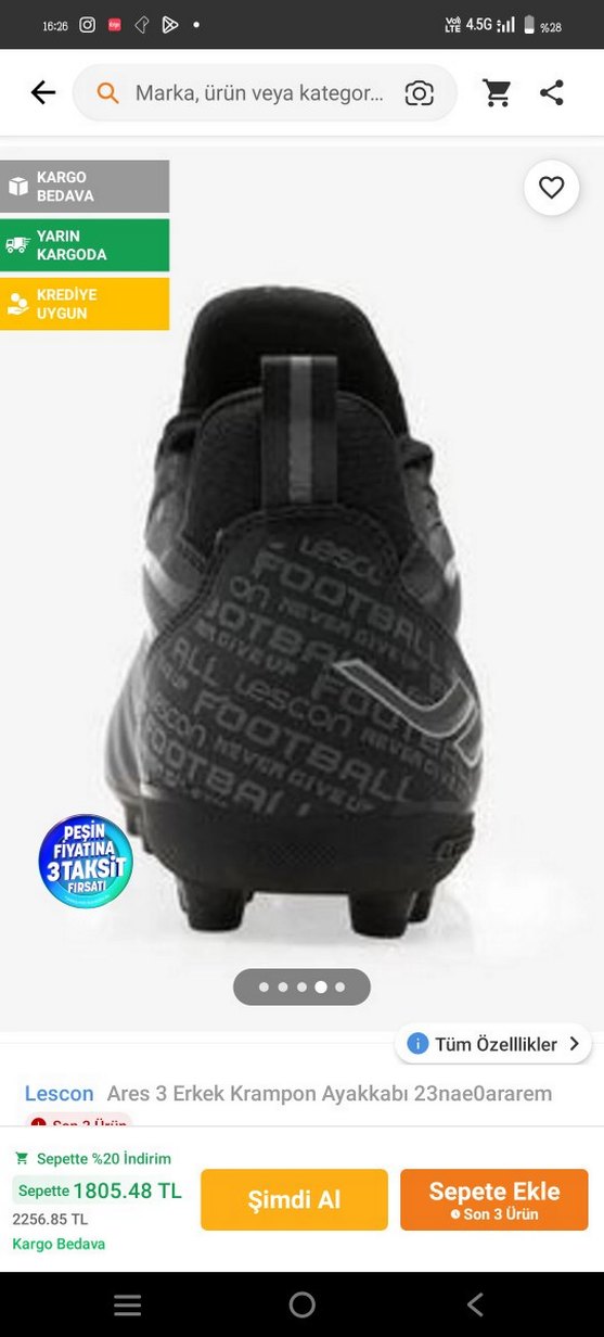 Siyah Zebra Desenli Erkek Futbol Ayakkabısı - Görsel 3