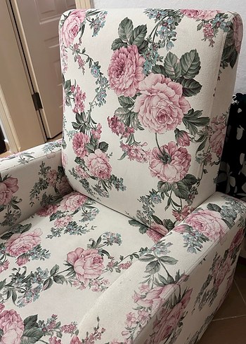 Pastel Pembe Çiçek Desenli Modern Klasik Koltuk Örtüsü - Görsel 2