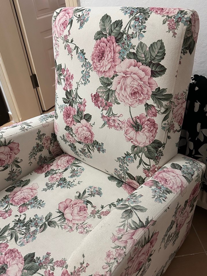 Pastel Pembe Çiçek Desenli Modern Klasik Koltuk Örtüsü - Görsel 2