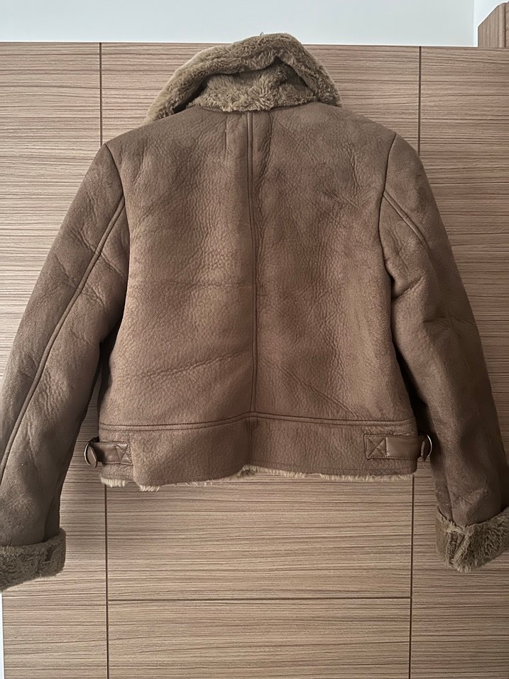 Kahverengi Süet Kürklü Kadın Ceket - Görsel 2