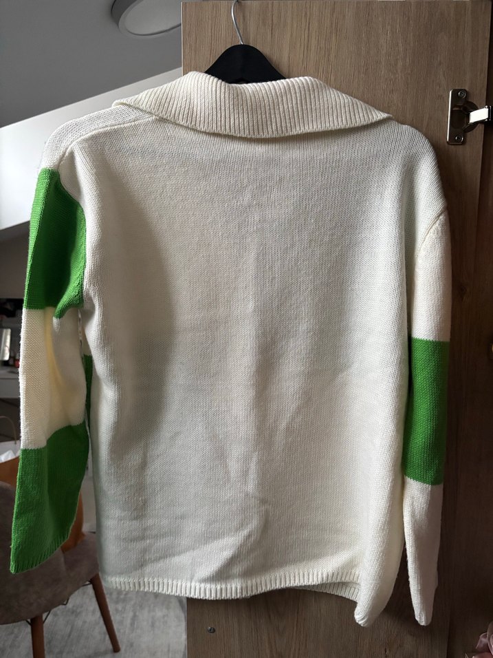 Yeşil Beyaz Örgü Kadın Kazak - Görsel 2