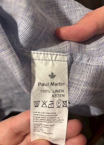 Düğmeli Gri Keten Erkek Gömlek - Görsel 3