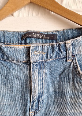 Kadın Mavi Kot Şort Mini Bol Kesim - Görsel 2