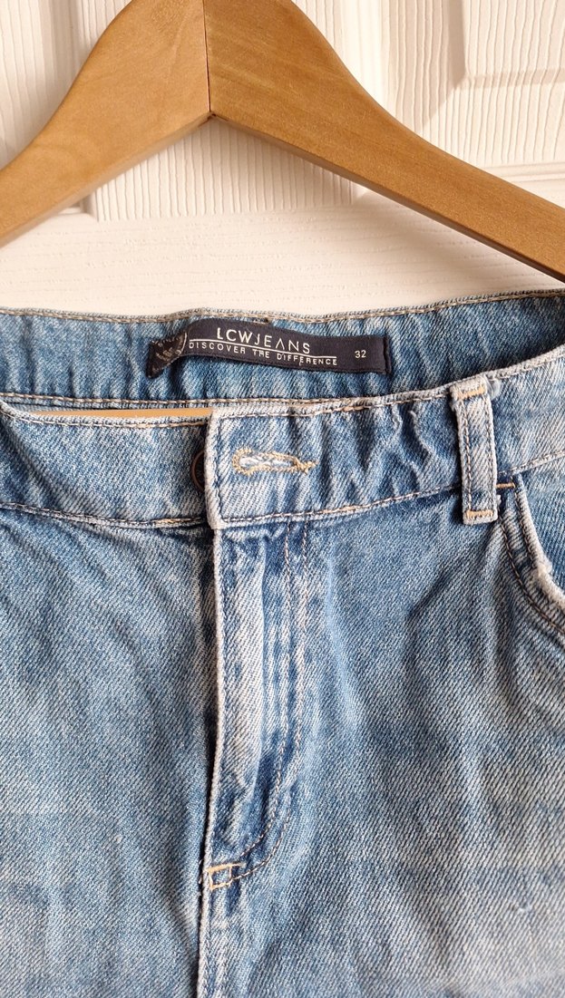 Kadın Mavi Kot Şort Mini Bol Kesim - Görsel 2