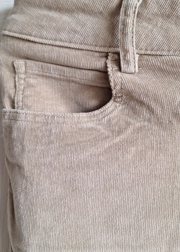 Bej Rahat Kesim Kadın kadife Pantolon - Görsel 3