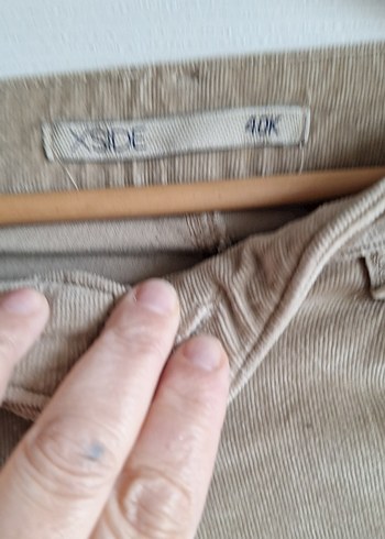 Bej Rahat Kesim Kadın kadife Pantolon - Görsel 2