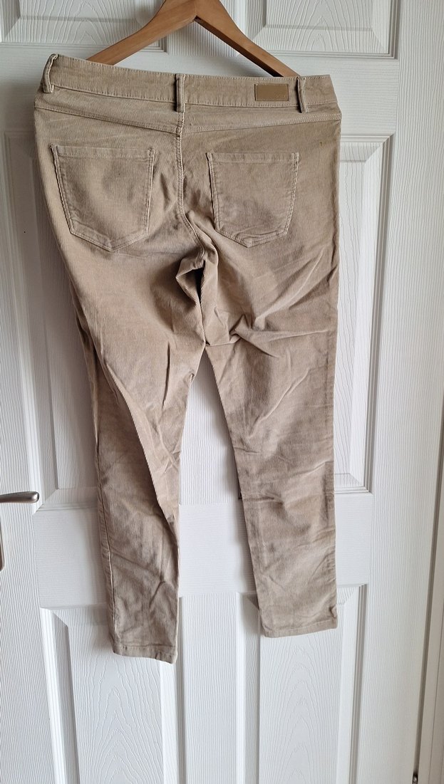 Bej Rahat Kesim Kadın kadife Pantolon - Görsel 4