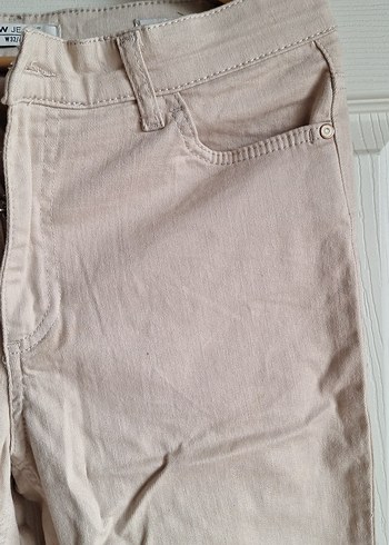 Bej Kadın Keten Kumaş Pantolon - Görsel 3