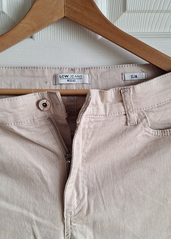 Bej Kadın Keten Kumaş Pantolon - Görsel 2