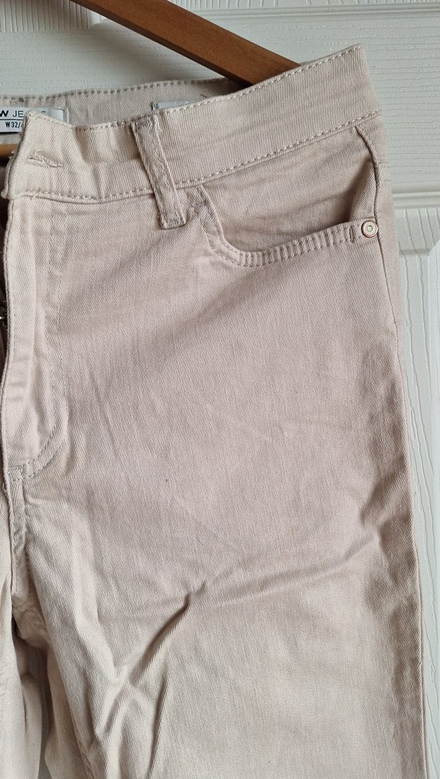 Bej Kadın Keten Kumaş Pantolon - Görsel 3