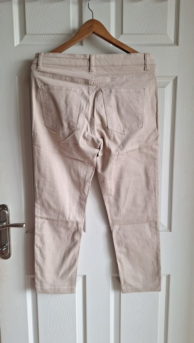 Bej Kadın Keten Kumaş Pantolon - Görsel 4