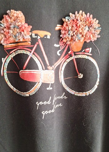 Nakışlı Bisiklet Baskılı Kadın Sweatshirt - Görsel 2