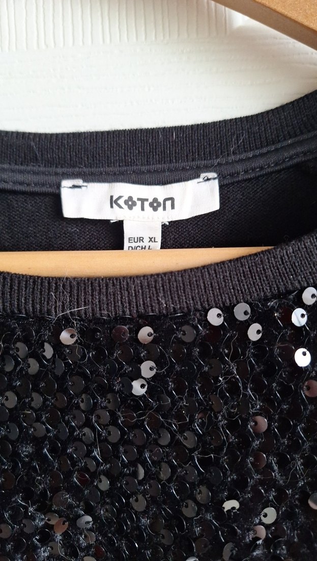 Siyah Payetli Uzun Kollu Kadın Kazak - Görsel 3