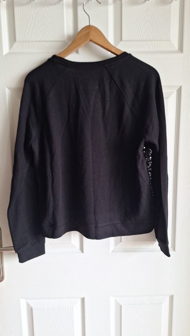 Siyah Payetli Uzun Kollu Kadın Kazak - Görsel 2