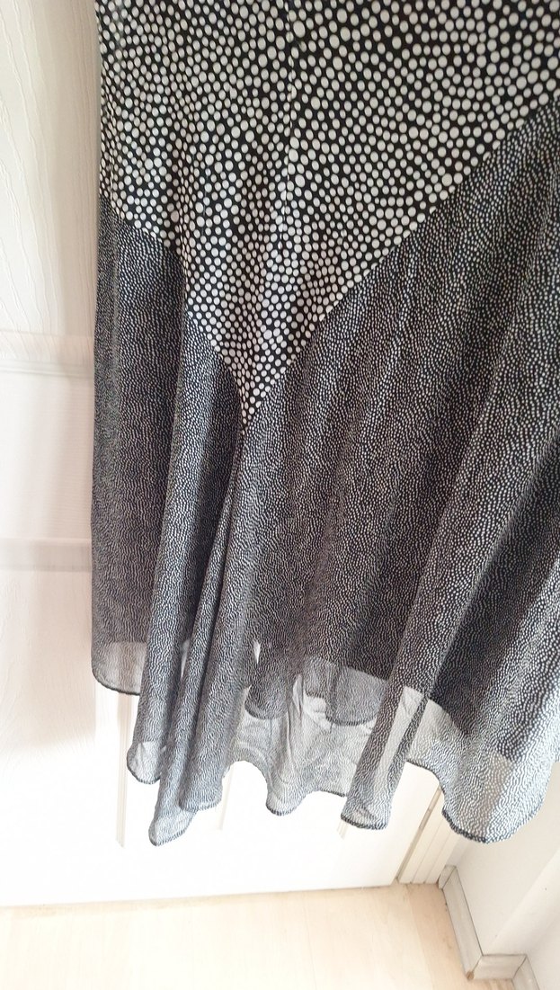 siyah Beyaz puantiyeli Elbise - Görsel 3