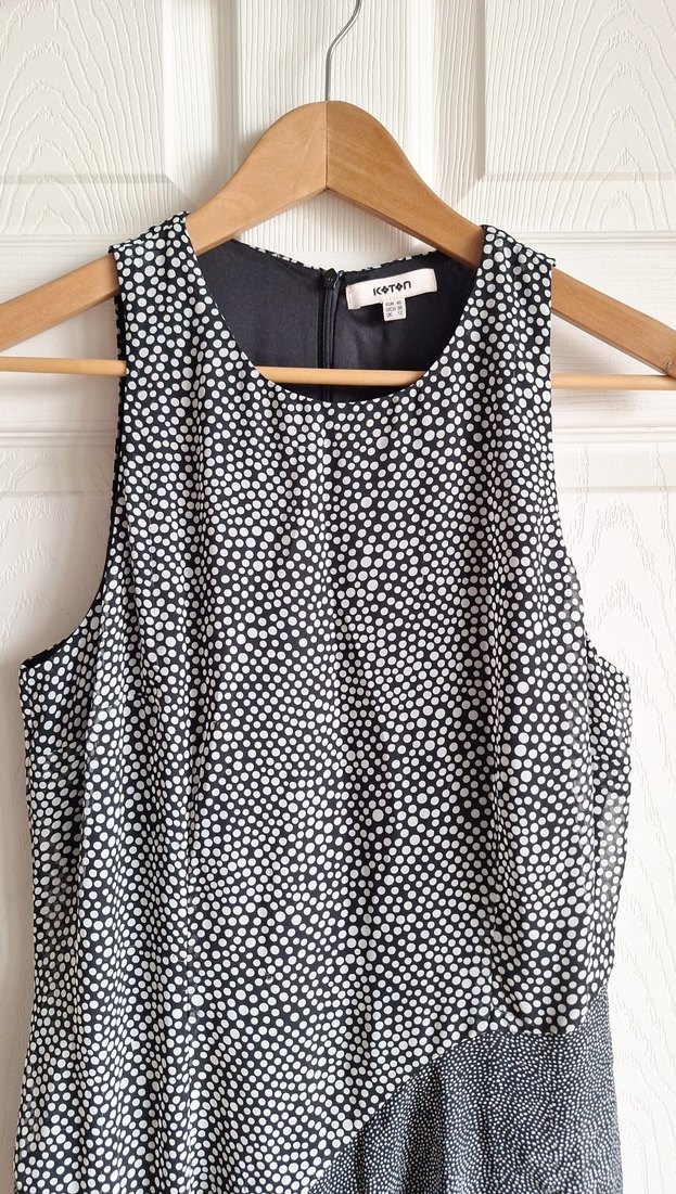 siyah Beyaz puantiyeli Elbise - Görsel 2
