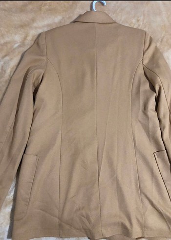 Bej Kadın Süet Düğmeli Blazer Ceket - Görsel 2