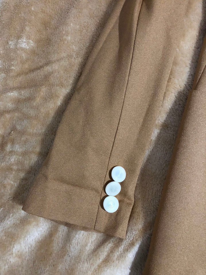 Bej Kadın Süet Düğmeli Blazer Ceket - Görsel 3