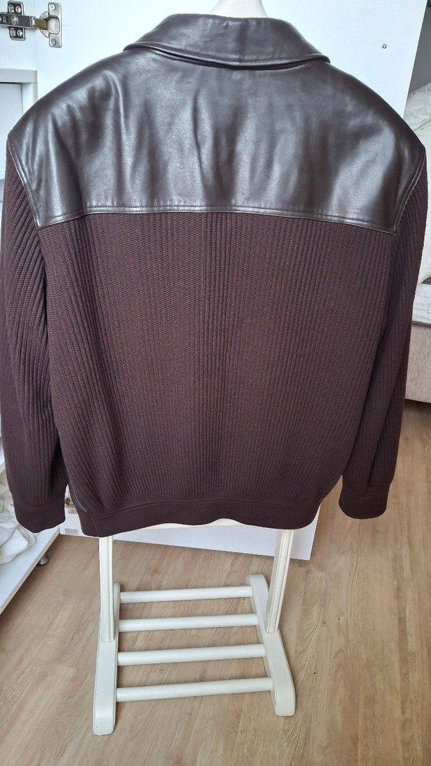 Kahverengi %100 Deri Biker Ceket - Görsel 3