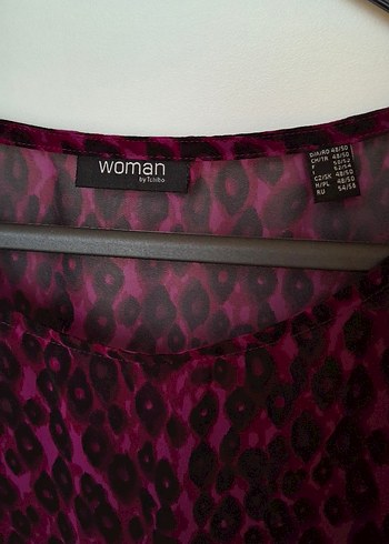 Mor Leopar Desenli Kısa Kollu Kadın Bluz - Görsel 2