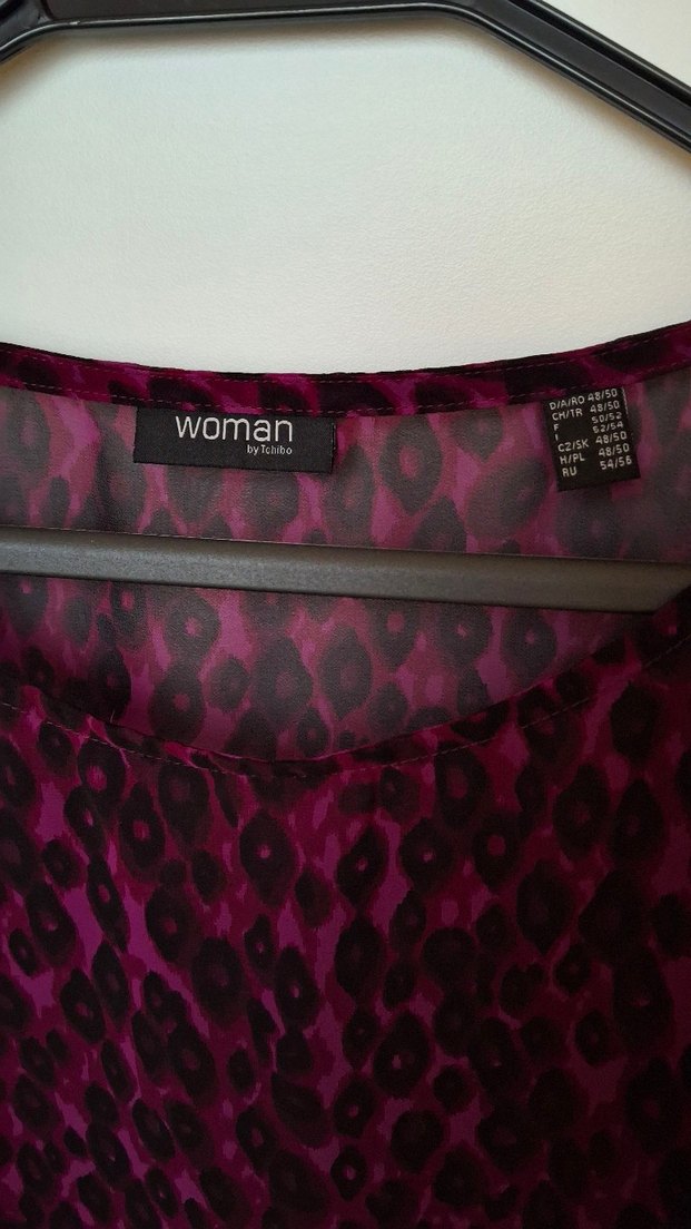 Mor Leopar Desenli Kısa Kollu Kadın Bluz - Görsel 2