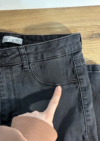 DeFacto Düğmeli antrasit Kadın Kot Pantolon - Görsel 6