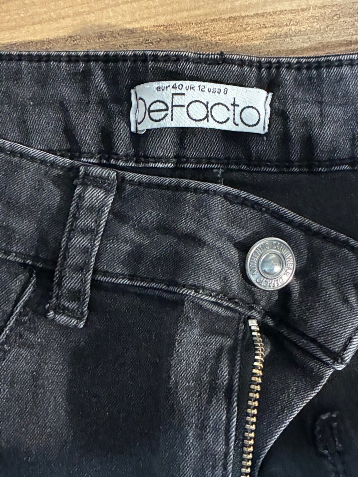 DeFacto Düğmeli antrasit Kadın Kot Pantolon - Görsel 2