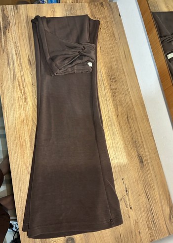 Detaylı Kadın Kahverengi ispanyol tayt - Görsel 2