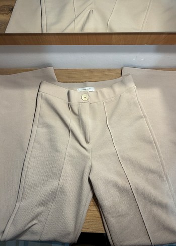 Krem Kadın Kumaş Pantolon - Görsel 3