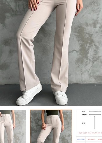 Krem Kadın Kumaş Pantolon - Görsel 4