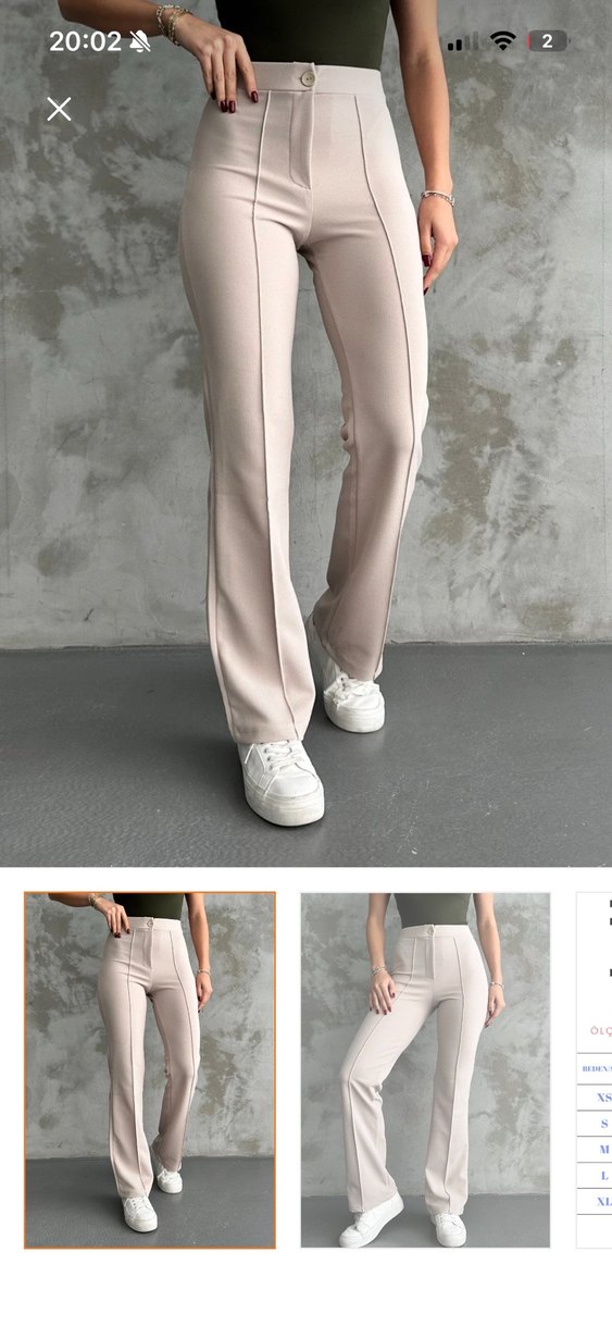 Krem Kadın Kumaş Pantolon - Görsel 5