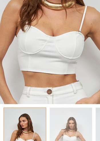 Beyaz Straplez İnce Askılı Mini Büstiyer sıfır - Görsel 3