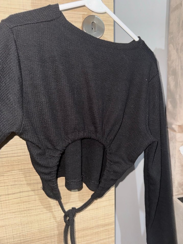 Kadın Siyah Triko Uzun Kollu Kazak - Görsel 2