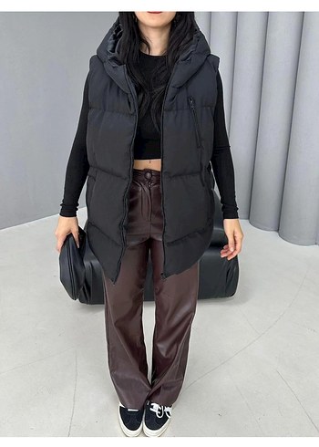 Kadın Kapüşonlu Şişme Yelek - Görsel 3