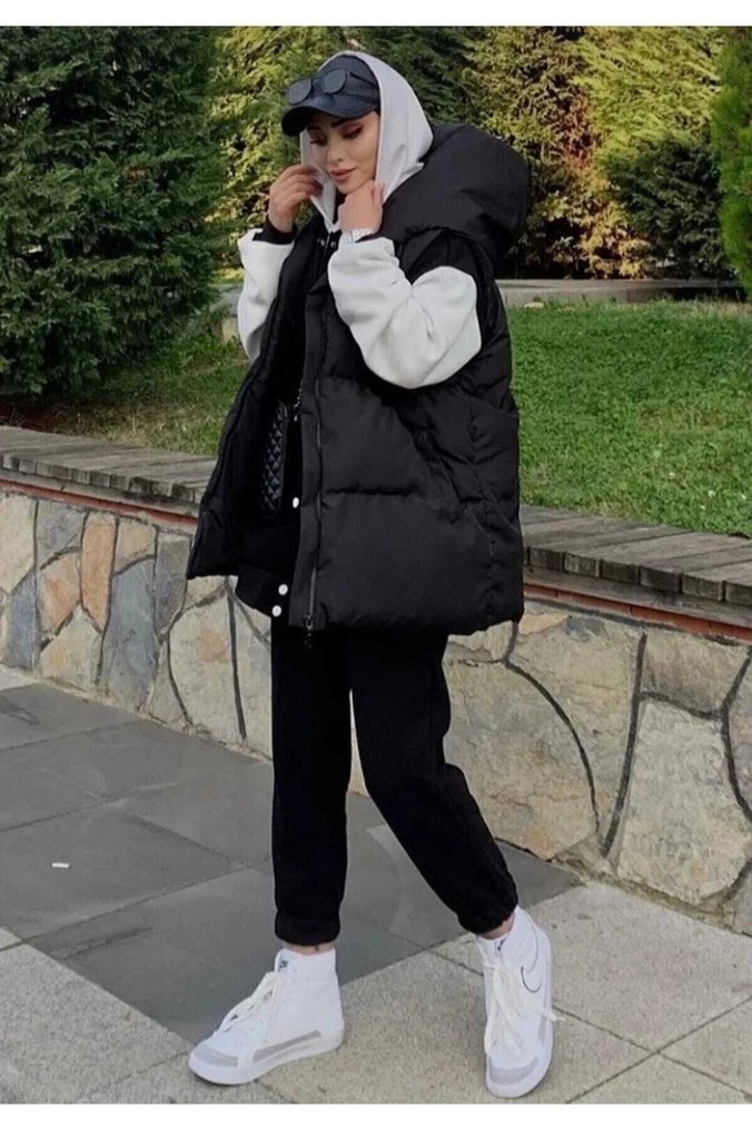 Kadın Kapüşonlu Şişme Yelek Boyfriend - Görsel 2