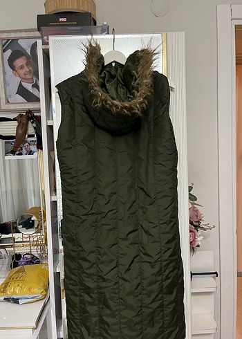 Kadın Haki Uzun Fermuarlı Yelek - Görsel 2