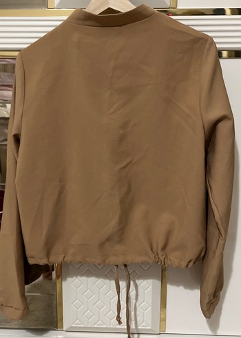 Bej Kadın Süet Fermuarlı Ceket - Görsel 2