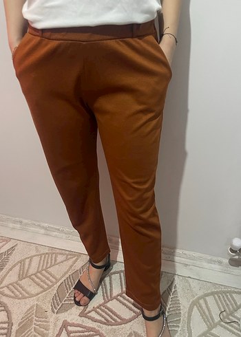 Kahverengi Rahat Kesim Kadın Kumaş Pantolon - Görsel 2