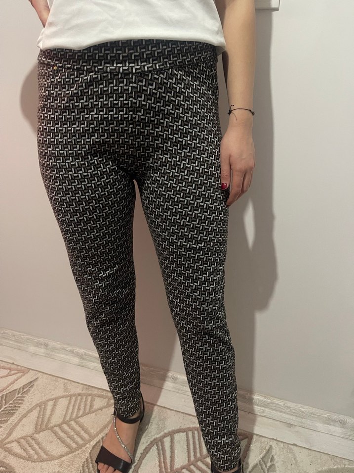 Gri Desenli Kadın Kumaş Pantolon - Görsel 2